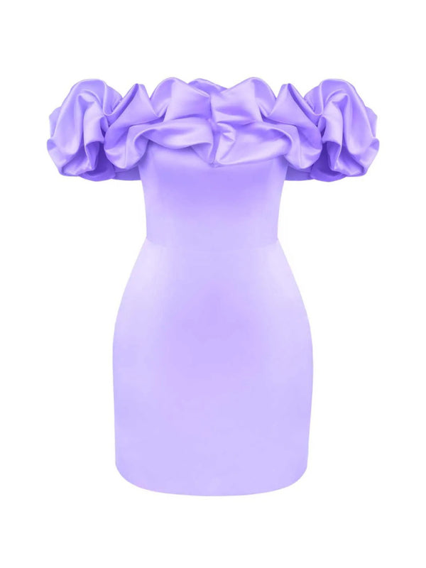 solid color tube top floor shoulder dress