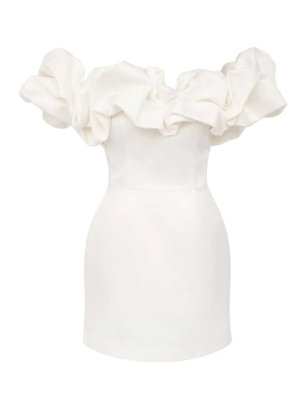solid color tube top floor shoulder dress