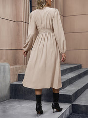 elegant solid color long sleeve slit dress