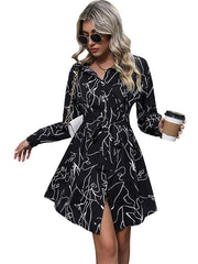casual printed shirt long sleeve dress