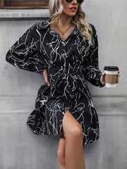 casual printed shirt long sleeve dress