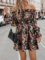 Elegant Casual One Shoulder Floral Retro Party Dress