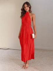 style fresh off-shoulder halterneck strappy personalized backless long dress