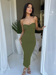style knitted cross strapless sexy woolen dress