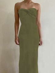 style knitted cross strapless sexy woolen dress