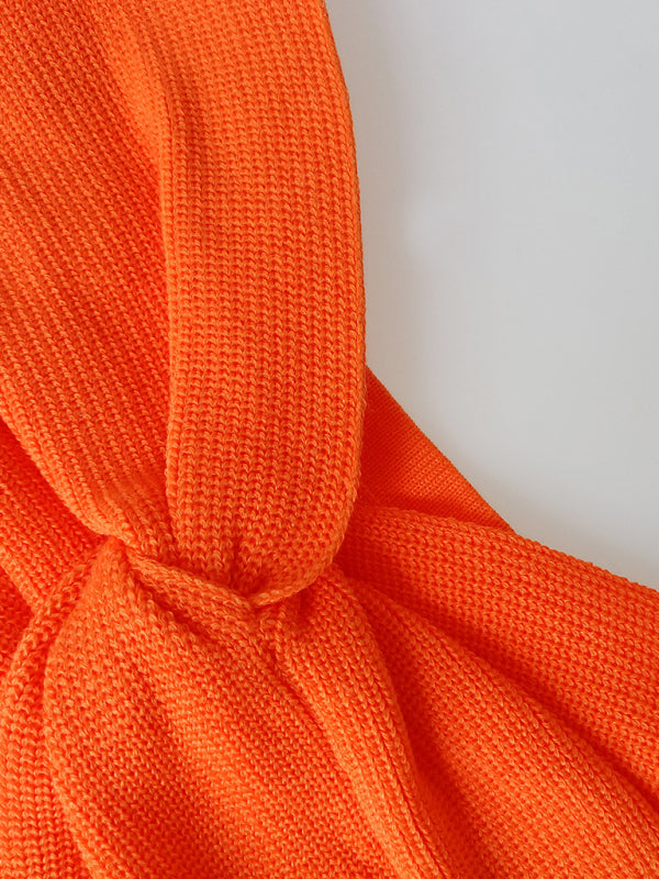 style knitted cross strapless sexy woolen dress