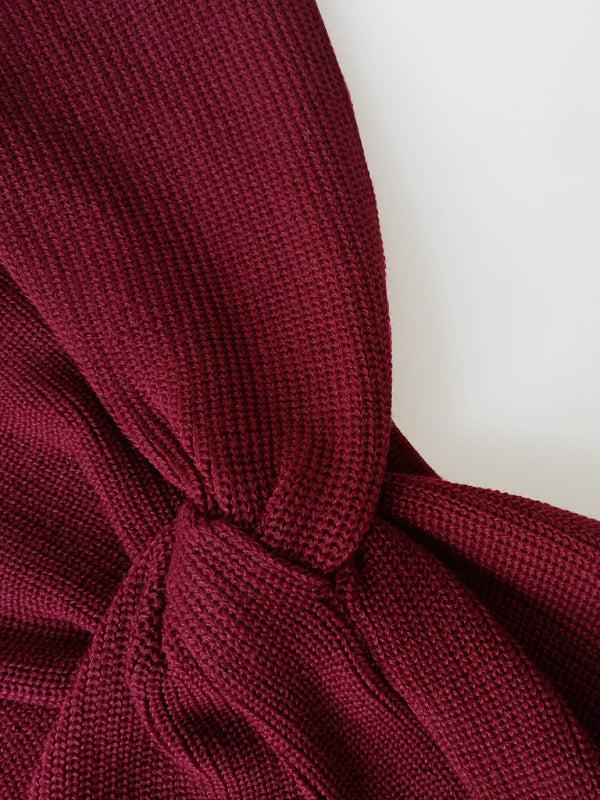 style knitted cross strapless sexy woolen dress