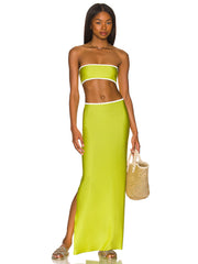 Backless hollow strapless long dress with hip covering