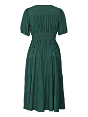 Ladies V-neck short-sleeved waist dress