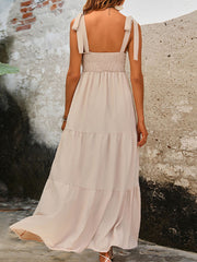 Ladies backless solid color suspender dress