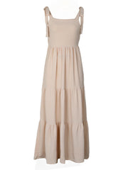 Ladies backless solid color suspender dress