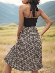 Color Blocked Cross Neck Halter Dress