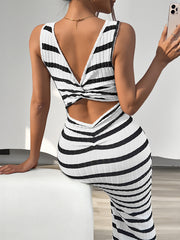 style casual slim striped sleeveless dress