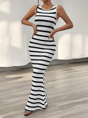 style casual slim striped sleeveless dress