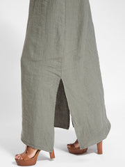 casual cotton and linen slit suspender dress
