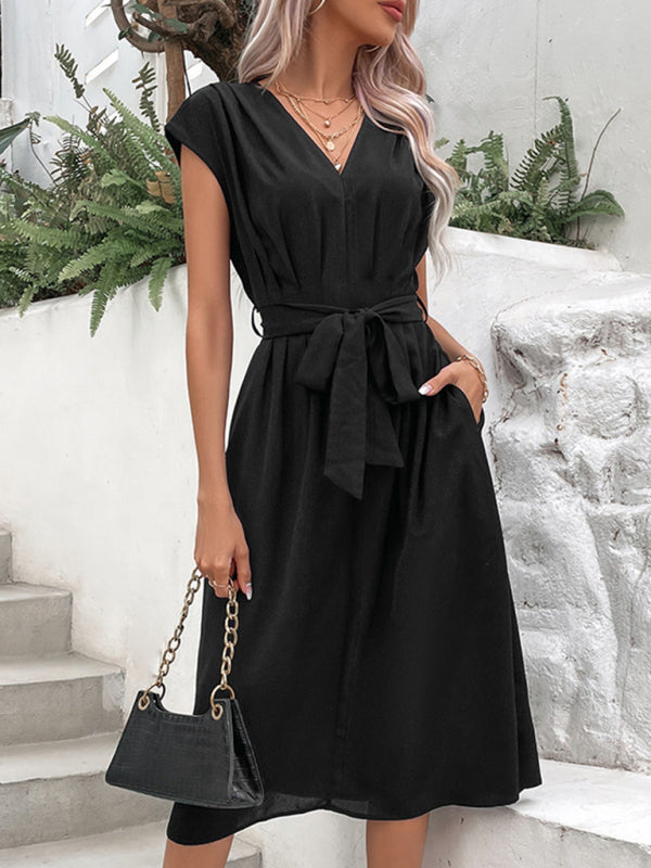 style strappy v-neck black dress