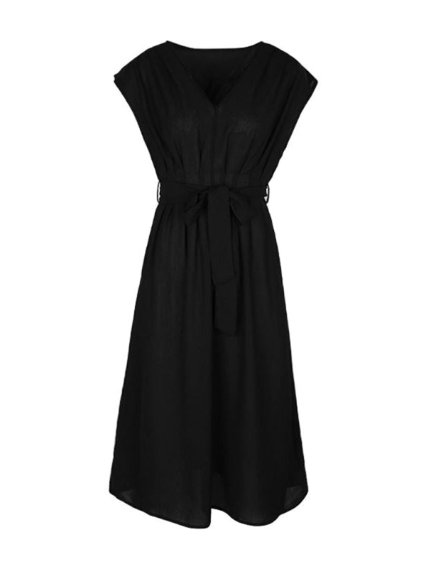 style strappy v-neck black dress