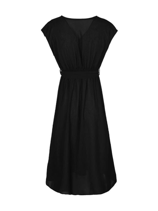 style strappy v-neck black dress