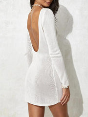 Swimwearsun protection sexy backless beach vacation bikini knitted cover-up dress