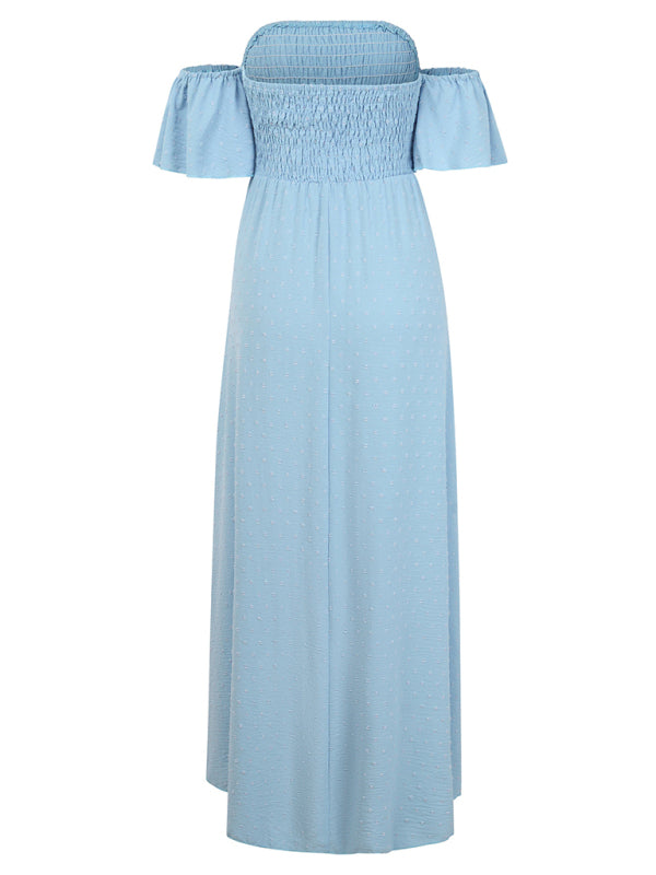 casual holiday irregular hem solid color wrap dress