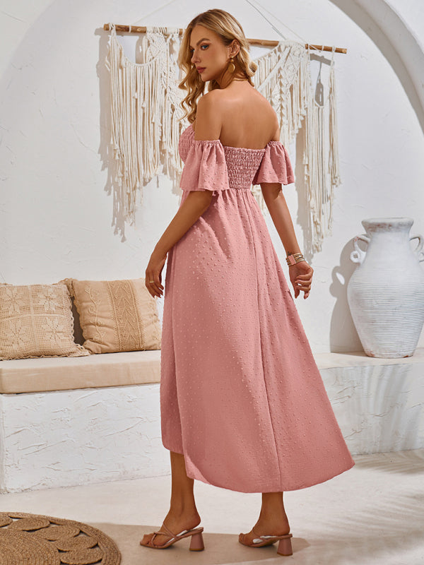 casual holiday irregular hem solid color wrap dress