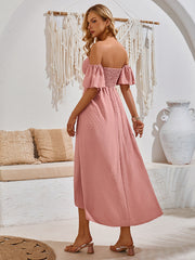 casual holiday irregular hem solid color wrap dress