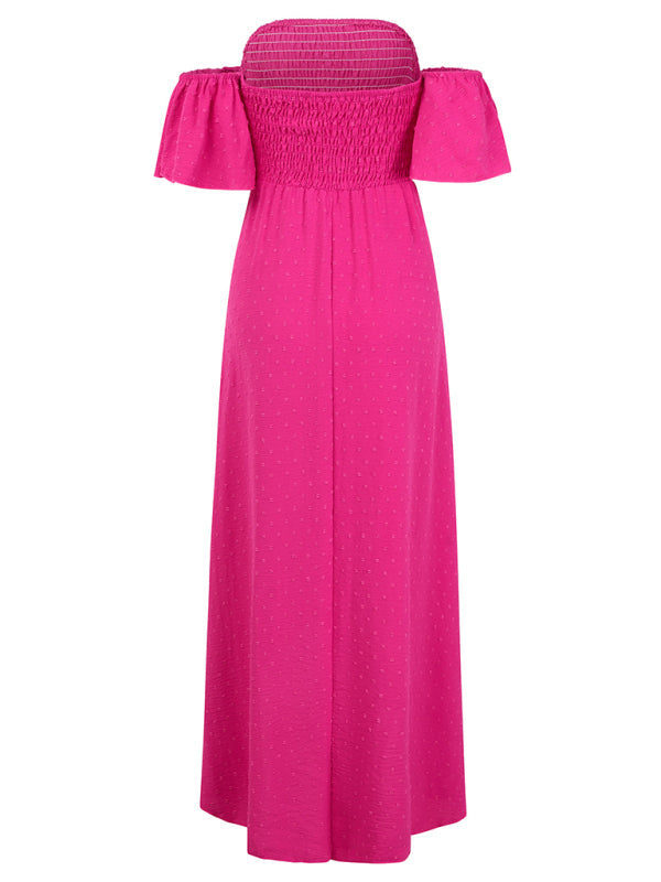 casual holiday irregular hem solid color wrap dress