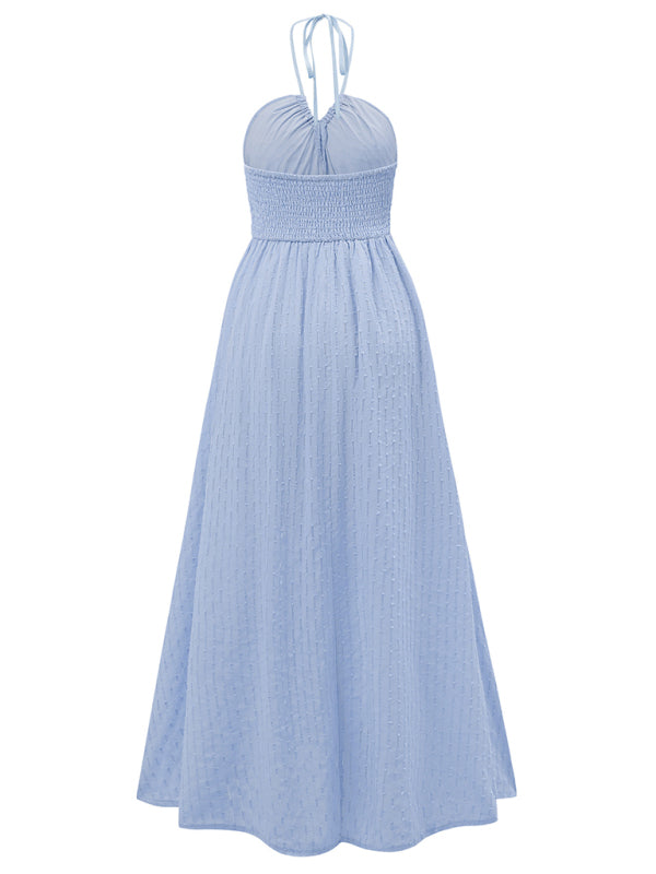 casual and fresh V-neck halter neck strap dress