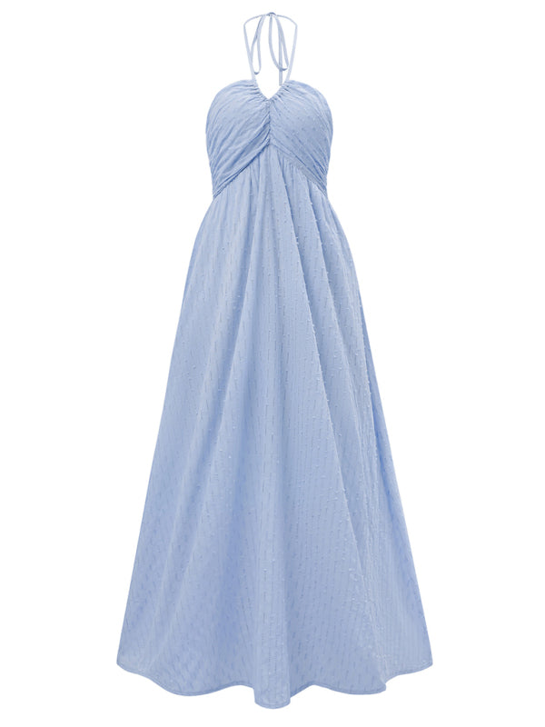 casual and fresh V-neck halter neck strap dress