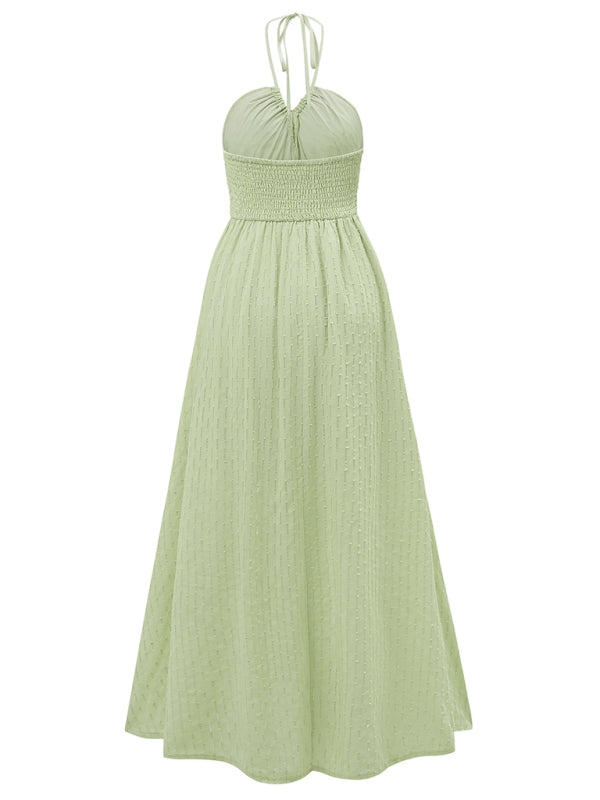 casual and fresh V-neck halter neck strap dress