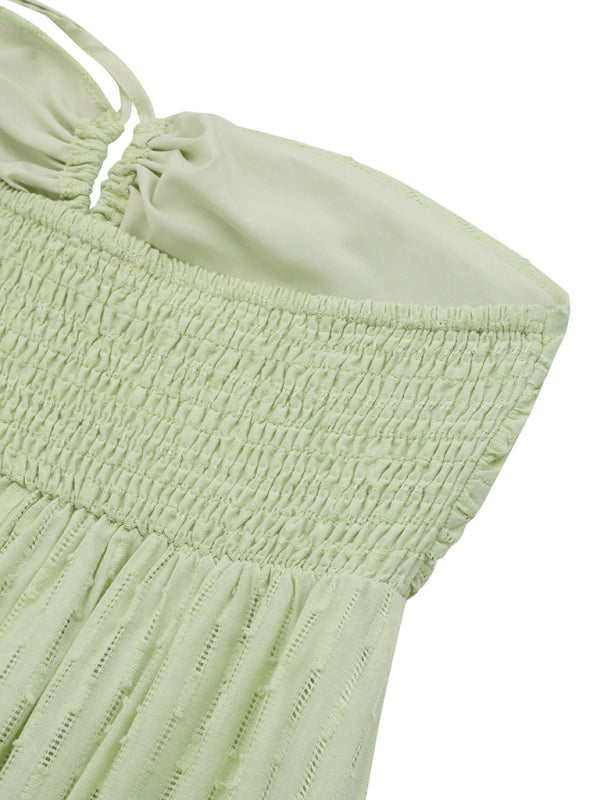 casual and fresh V-neck halter neck strap dress