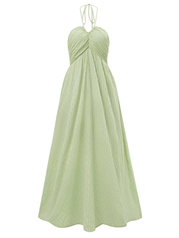 casual and fresh V-neck halter neck strap dress