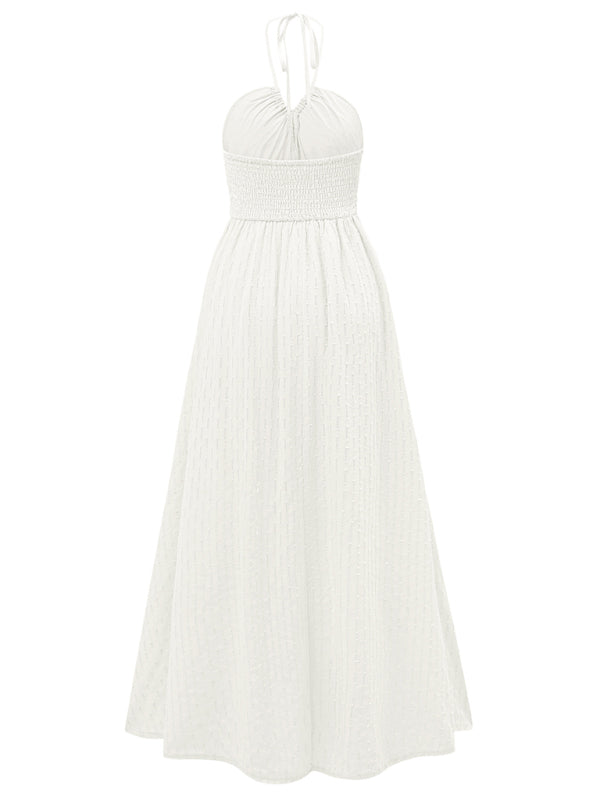 casual and fresh V-neck halter neck strap dress