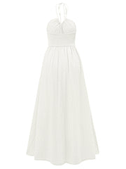 casual and fresh V-neck halter neck strap dress