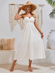 casual and fresh V-neck halter neck strap dress