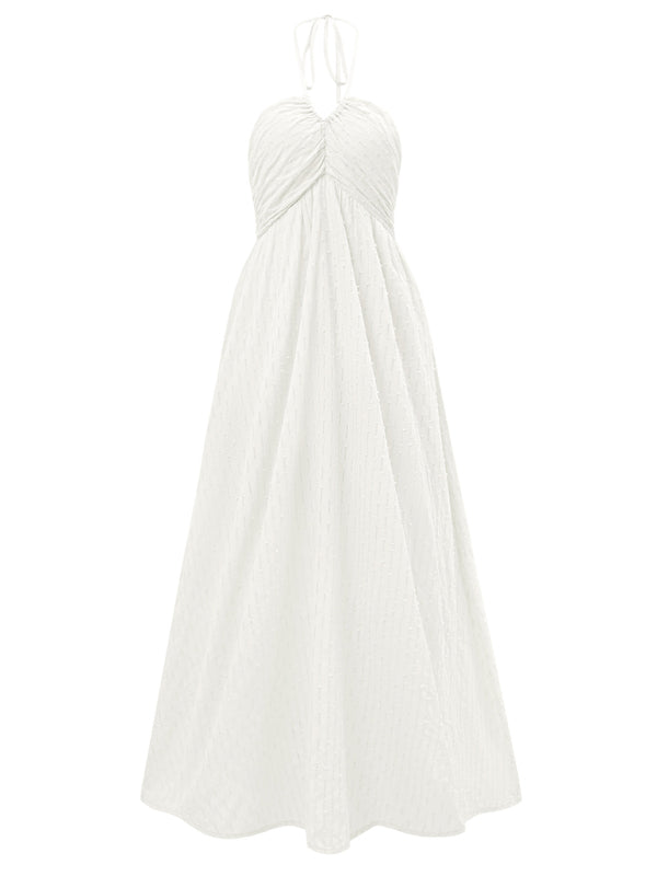 casual and fresh V-neck halter neck strap dress
