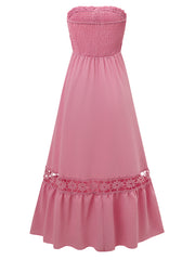 holiday style solid color tube top casual dress