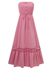 holiday style solid color tube top casual dress