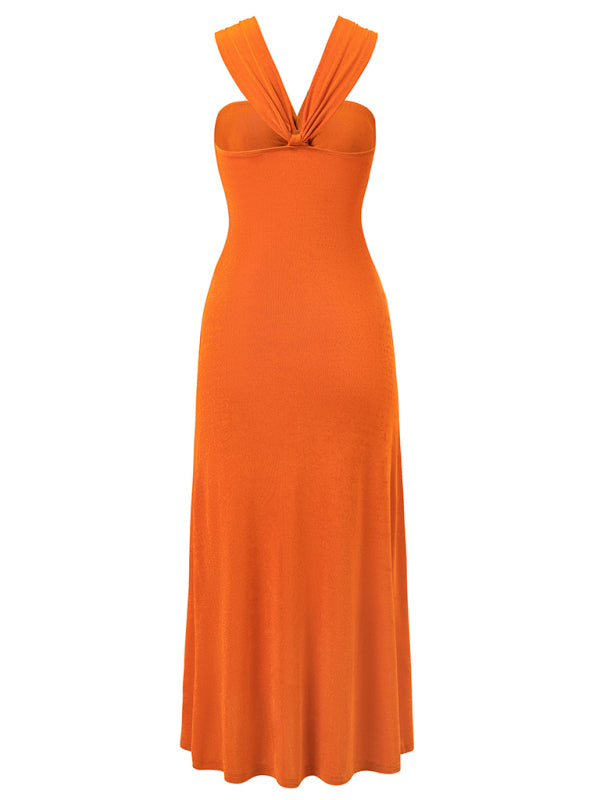 solid color off-shoulder streamer gathered dress