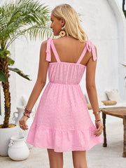 V-neck suspender solid color waist sleeveless dress