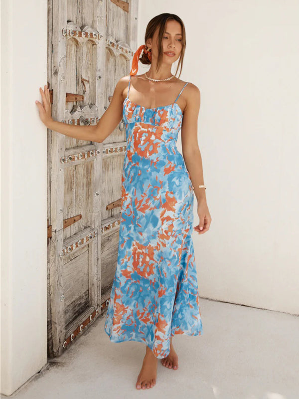 thin-strap French low-cut suspender dress with beautiful back