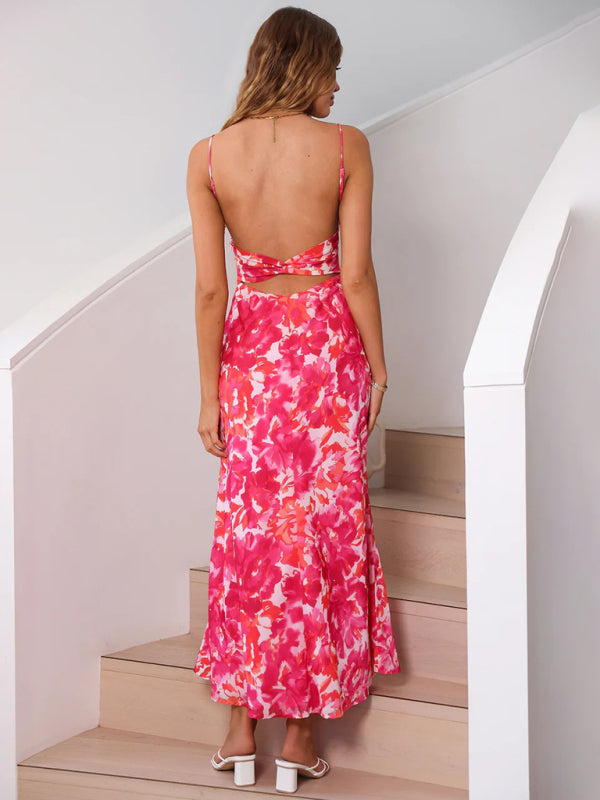 thin-strap French low-cut suspender dress with beautiful back