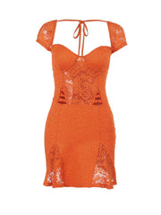 sexy hot girl slim lace short sleeve dress