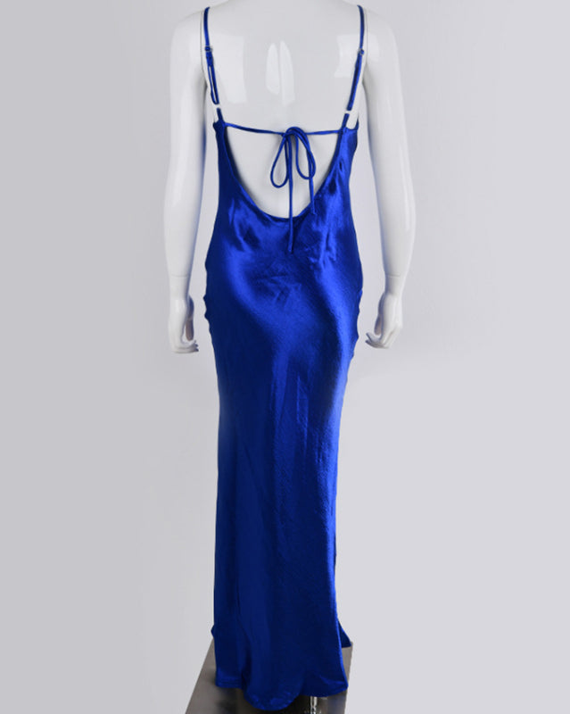 solid color strapless backless sexy swing neck evening dress