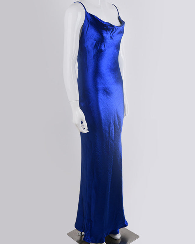 solid color strapless backless sexy swing neck evening dress