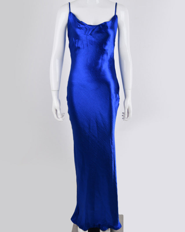 solid color strapless backless sexy swing neck evening dress