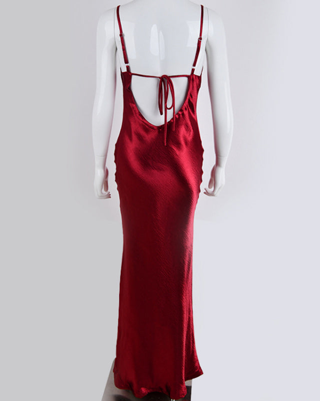 solid color strapless backless sexy swing neck evening dress