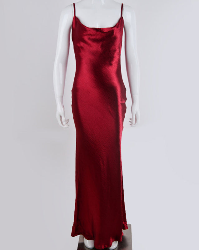 solid color strapless backless sexy swing neck evening dress