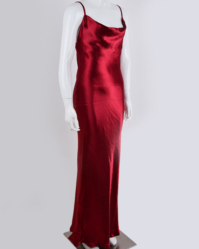 solid color strapless backless sexy swing neck evening dress