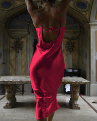 solid color strapless backless sexy swing neck evening dress